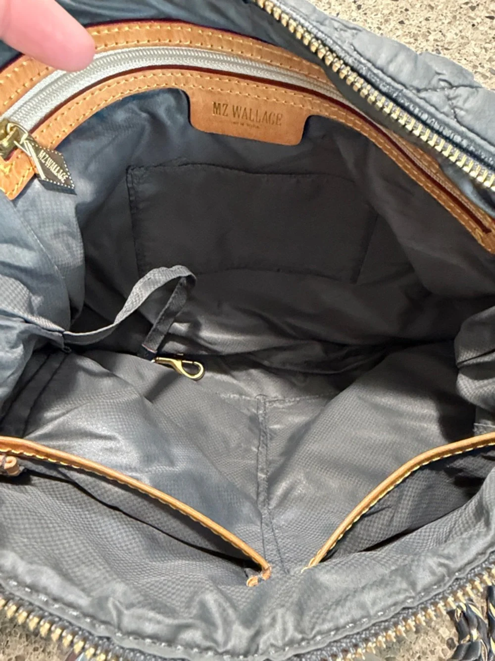 MZ Wallace Quilted Crossbody in Charcoal with Black Trim - Picture 11 of 13